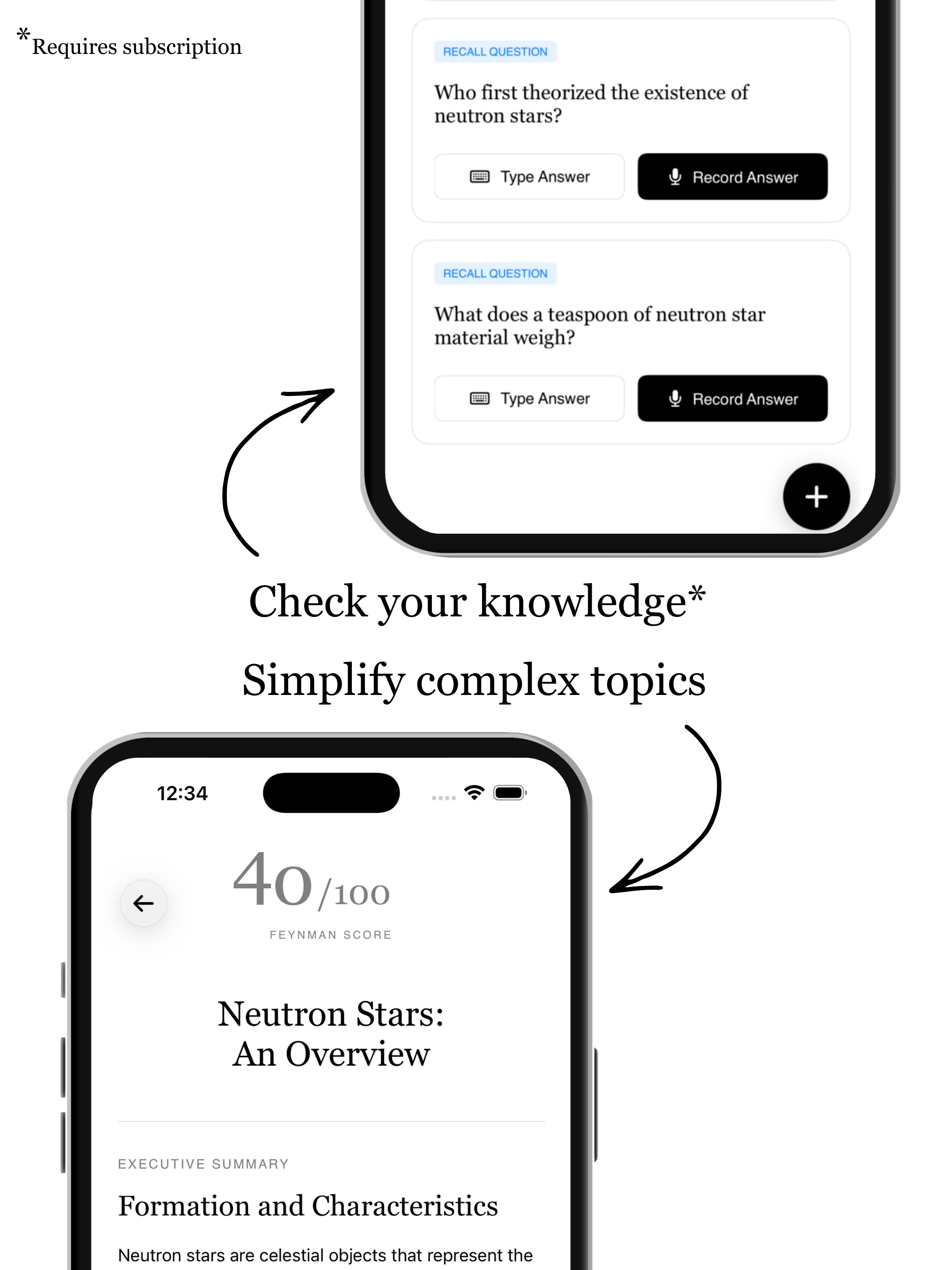 Feynman score and knowledge check